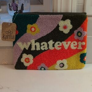 Karma Embroidered Carry Zip Pouch. Whatever!! NWT